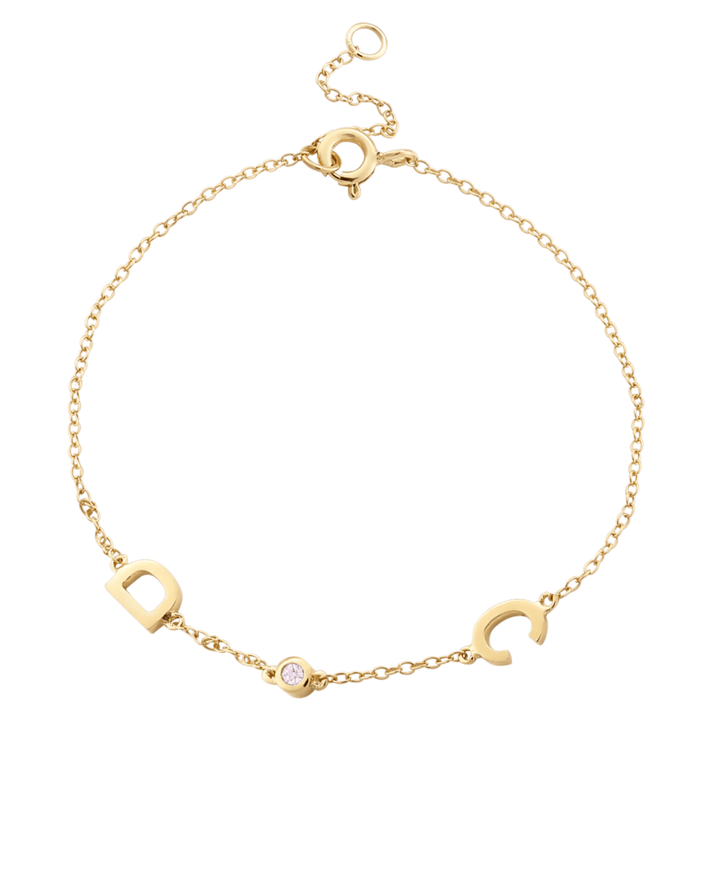 The Initial Bracelet with Diamonds - 18K Gold Vermeil Bracelets magal-dev 2 Initials + 1 Diamond +$20 6"-7" (S-M wrist) 