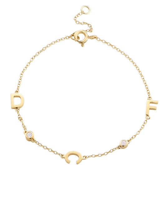 The Initial Bracelet with Diamonds - 18K Gold Vermeil Bracelets magal-dev 3 Initials + 2 Diamonds +$40 6"-7" (S-M wrist) 