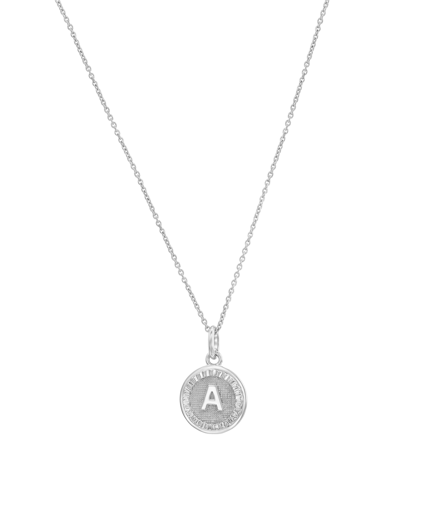 Initial Round Medallion - 925 Sterling Silver Necklaces magal-dev 16" 