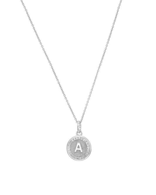 Initial Round Medallion - 925 Sterling Silver Necklaces magal-dev 16" 