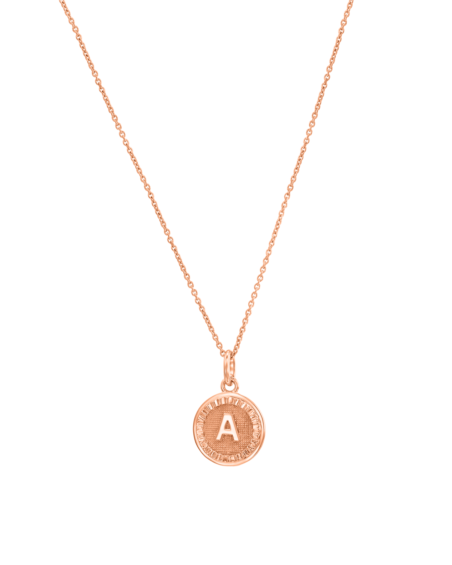 Initial Round Medallion - 18K Rose Vermeil Necklaces magal-dev 16" 
