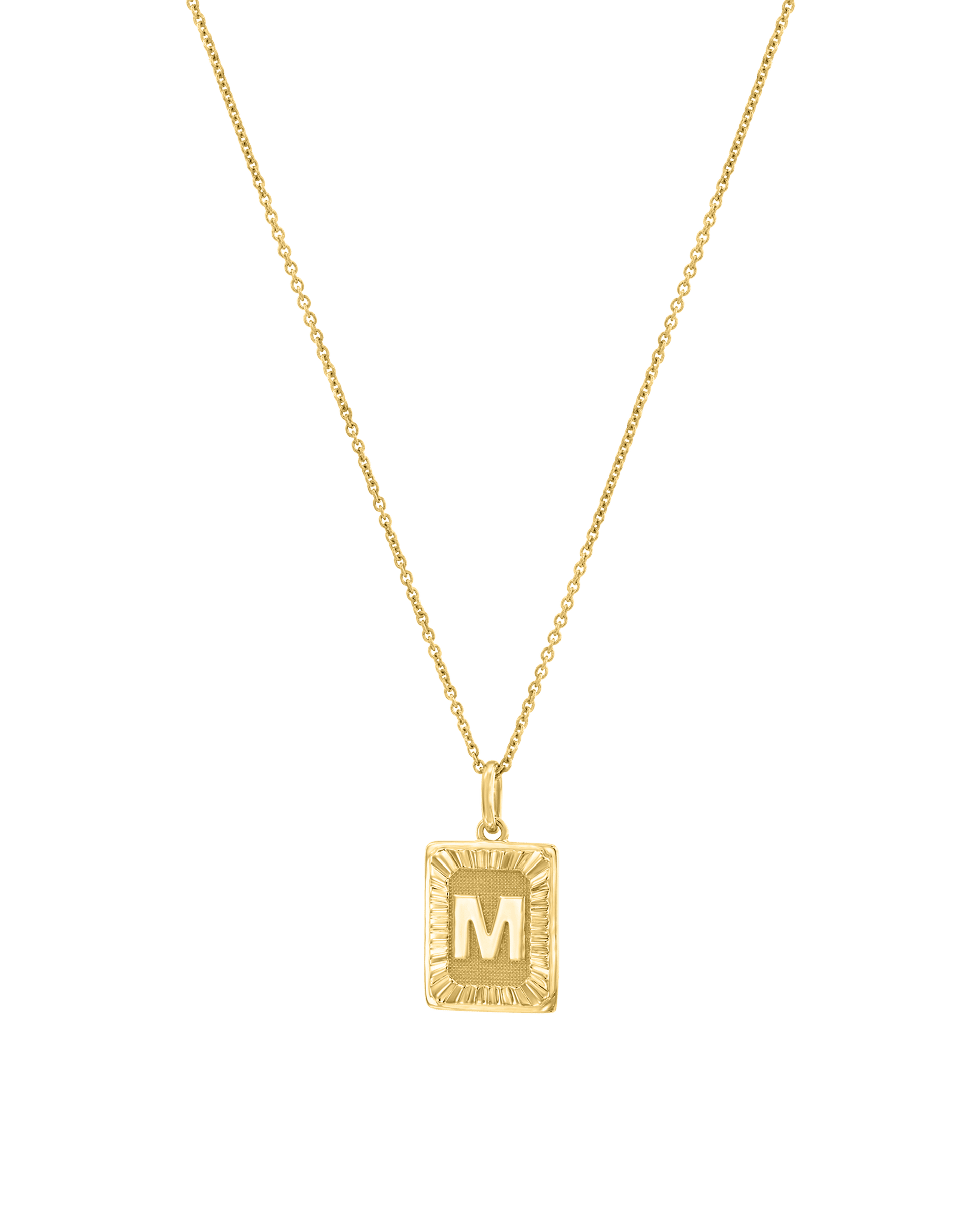 Initial Rectangle Medallion - 18K Gold Vermeil Necklaces magal-dev 16" 