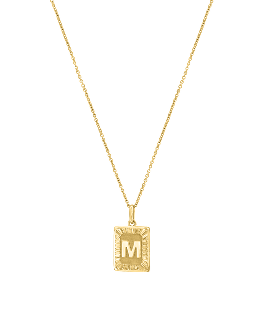 Initial Rectangle Medallion - 18K Gold Vermeil Necklaces magal-dev 16" 
