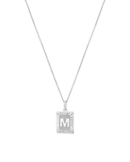 Initial Rectangle Medallion - 925 Sterling Silver Necklaces magal-dev 16" 
