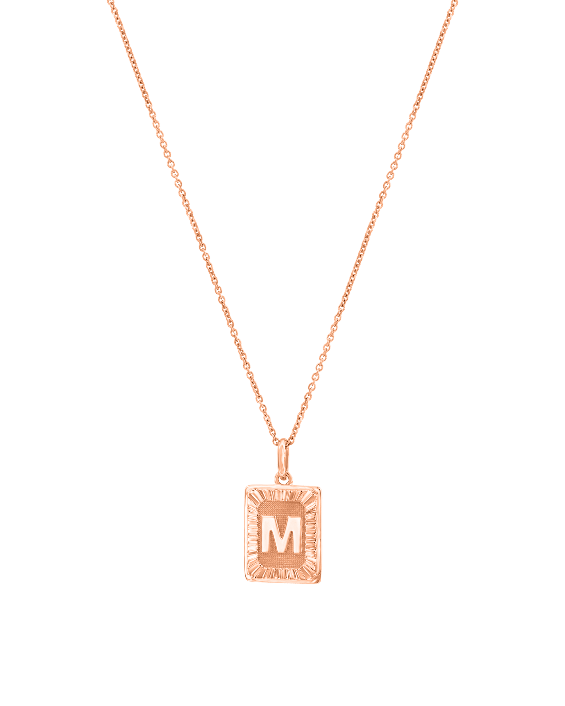 Initial Rectangle Medallion - 18K Rose Vermeil Necklaces magal-dev 16" 