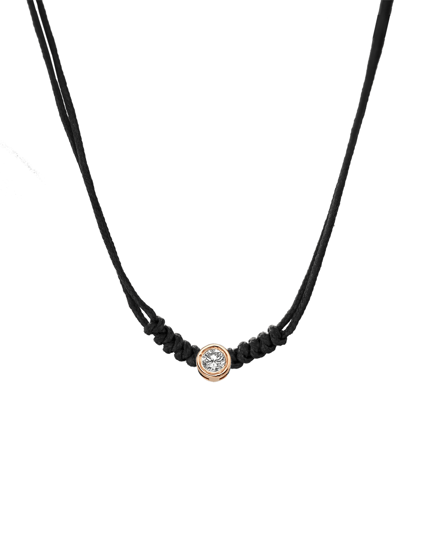The String of Love Necklace - 14K Rose Gold Necklaces 14K Solid Gold Black Large: 0.1ct 