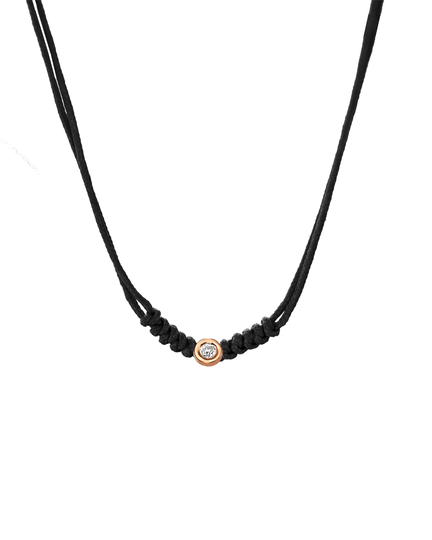 The String of Love Necklace - 14K Rose Gold Necklaces 14K Solid Gold Black Small: 0.03ct 