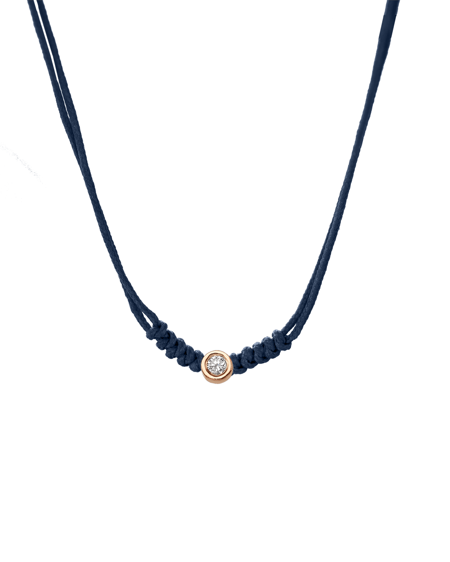 The String of Love Necklace - 14K Rose Gold Necklaces 14K Solid Gold Navy Blue Medium: 0.04ct 