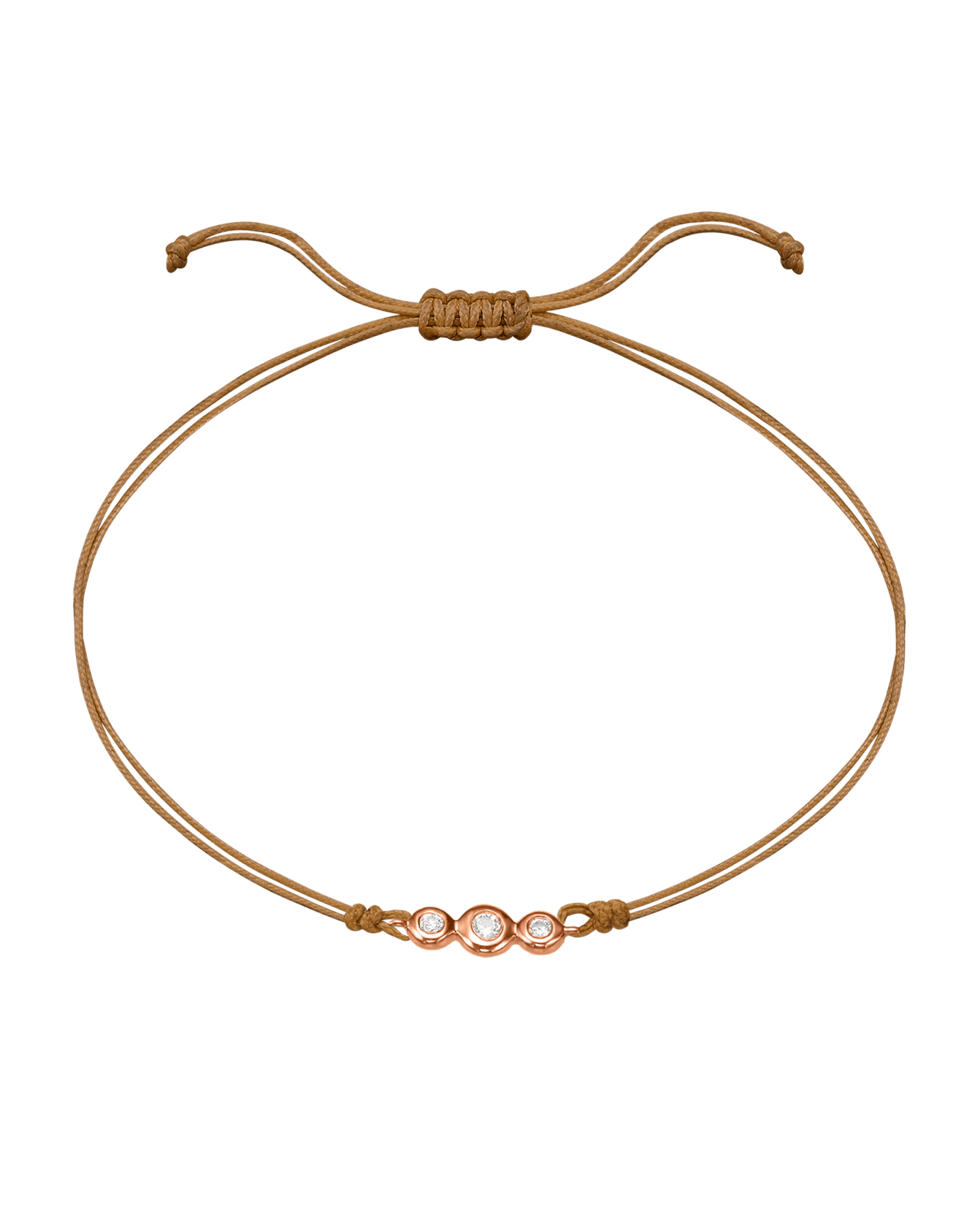 The Three of Us Diamond String of love - 14K Rose Gold Bracelet 14K Solid Gold Camel 