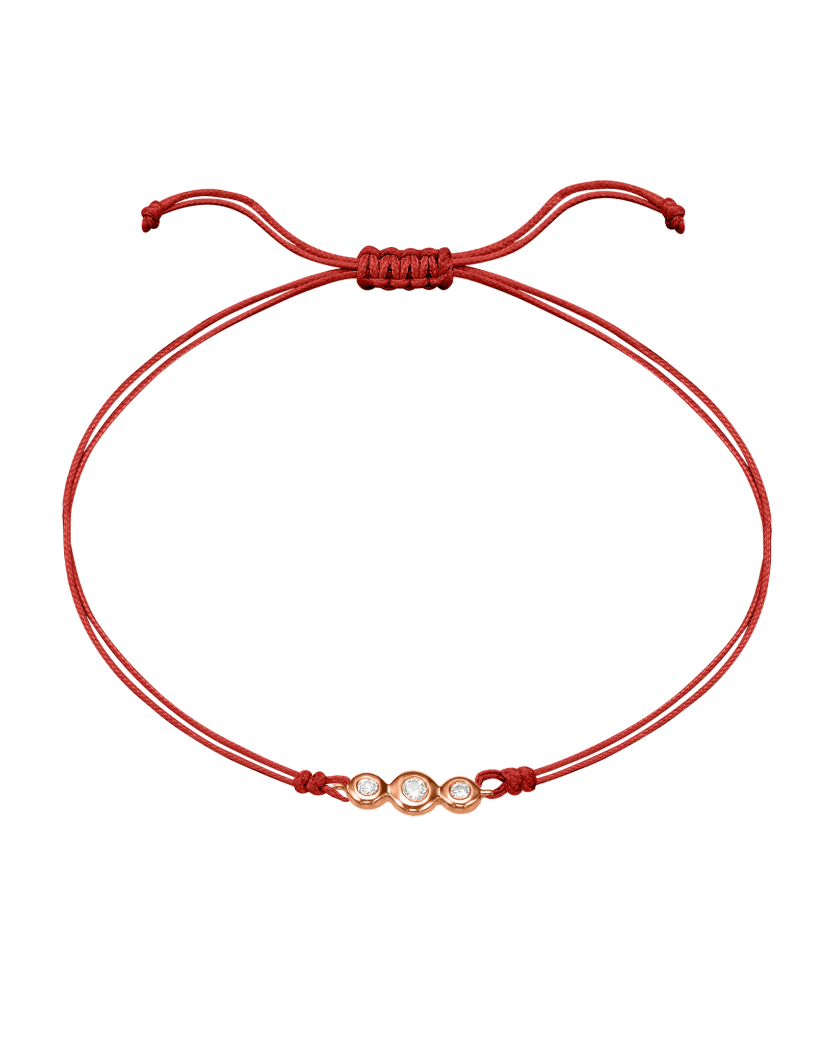 The Three of Us Diamond String of love - 14K Rose Gold Bracelet 14K Solid Gold Red 