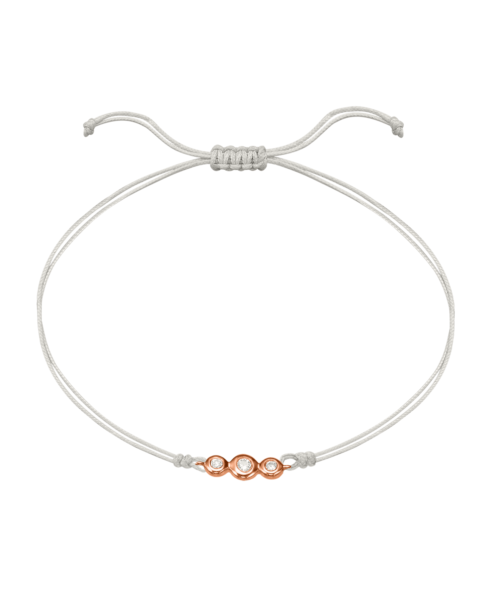 The Three of Us Diamond String of love - 14K Rose Gold Bracelet 14K Solid Gold Pearl 