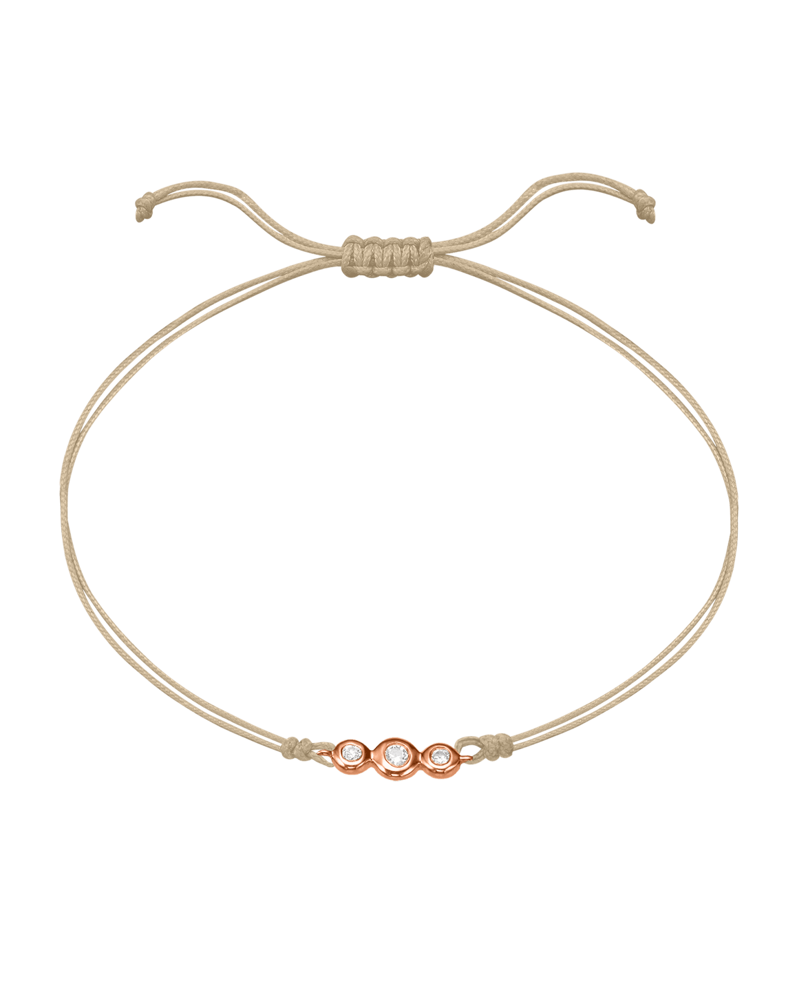 The Three of Us Diamond String of love - 14K Rose Gold Bracelet 14K Solid Gold Beige 