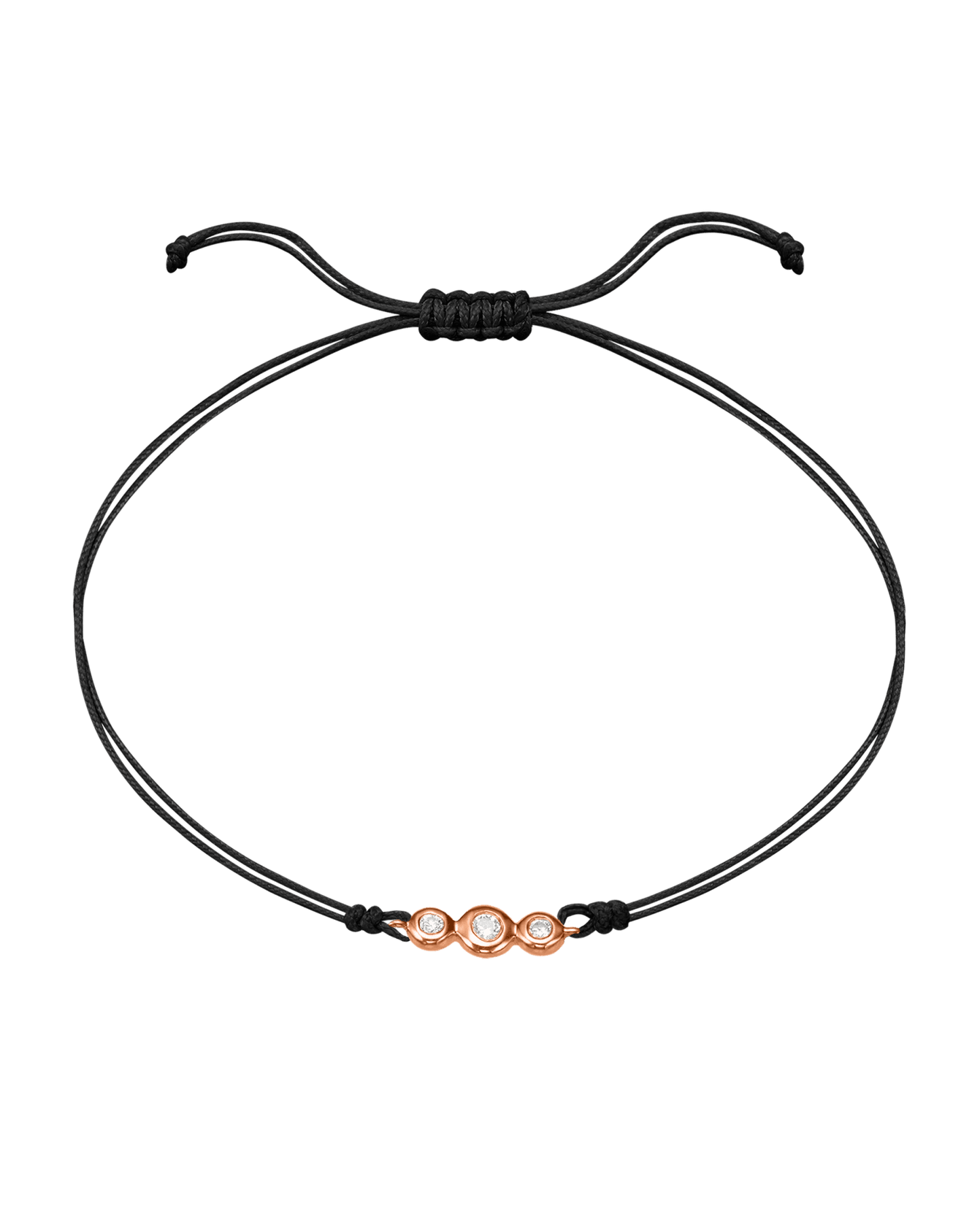 The Three of Us Diamond String of love - 14K Rose Gold Bracelet 14K Solid Gold Black 