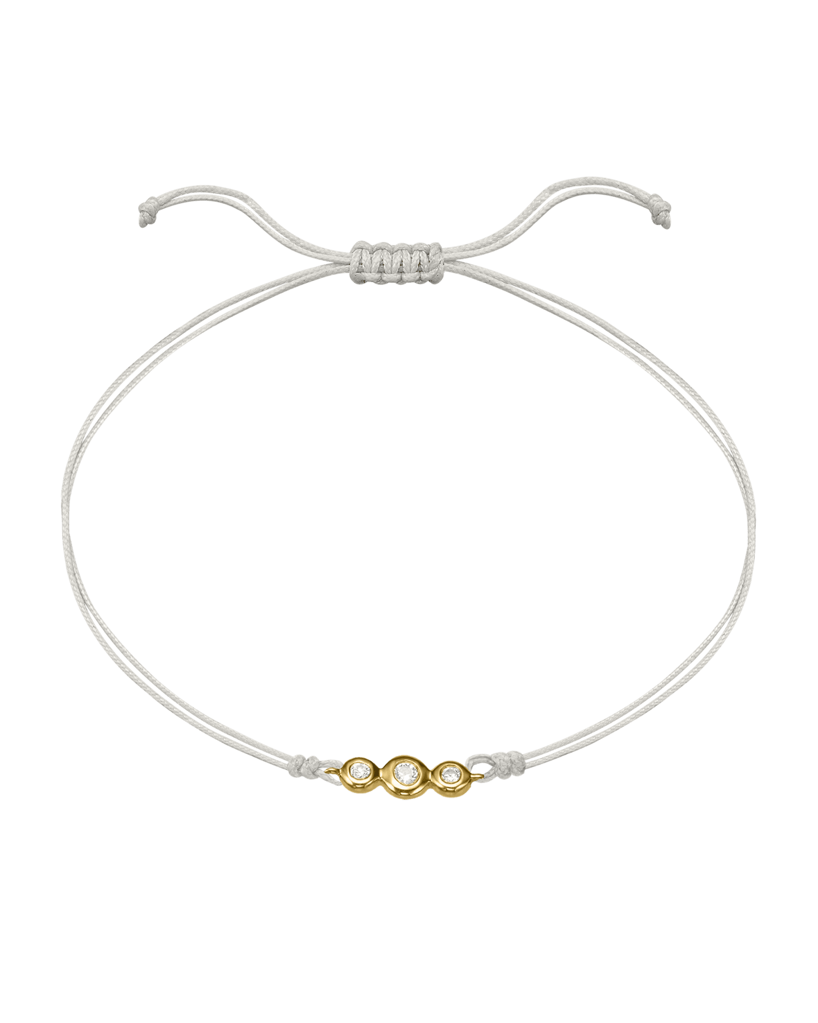The Three of Us Diamond String of love - 14K Yellow Gold Bracelet 14K Solid Gold Pearl 