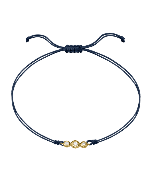 The Three of Us Diamond String of love - 14K Yellow Gold Bracelet 14K Solid Gold Navy Blue 