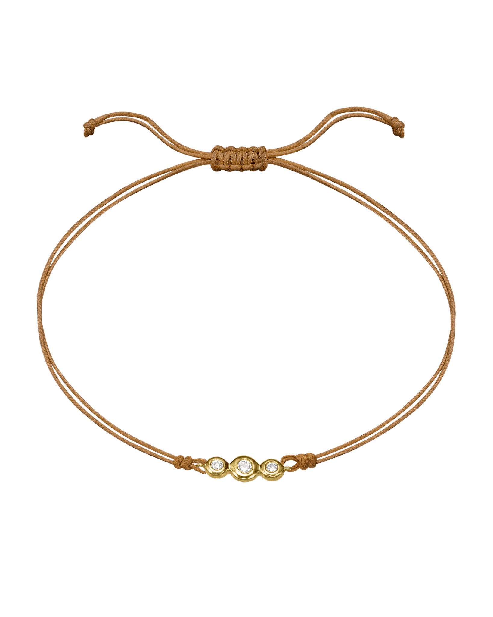 The Three of Us Diamond String of love - 14K Yellow Gold Bracelet 14K Solid Gold Camel 