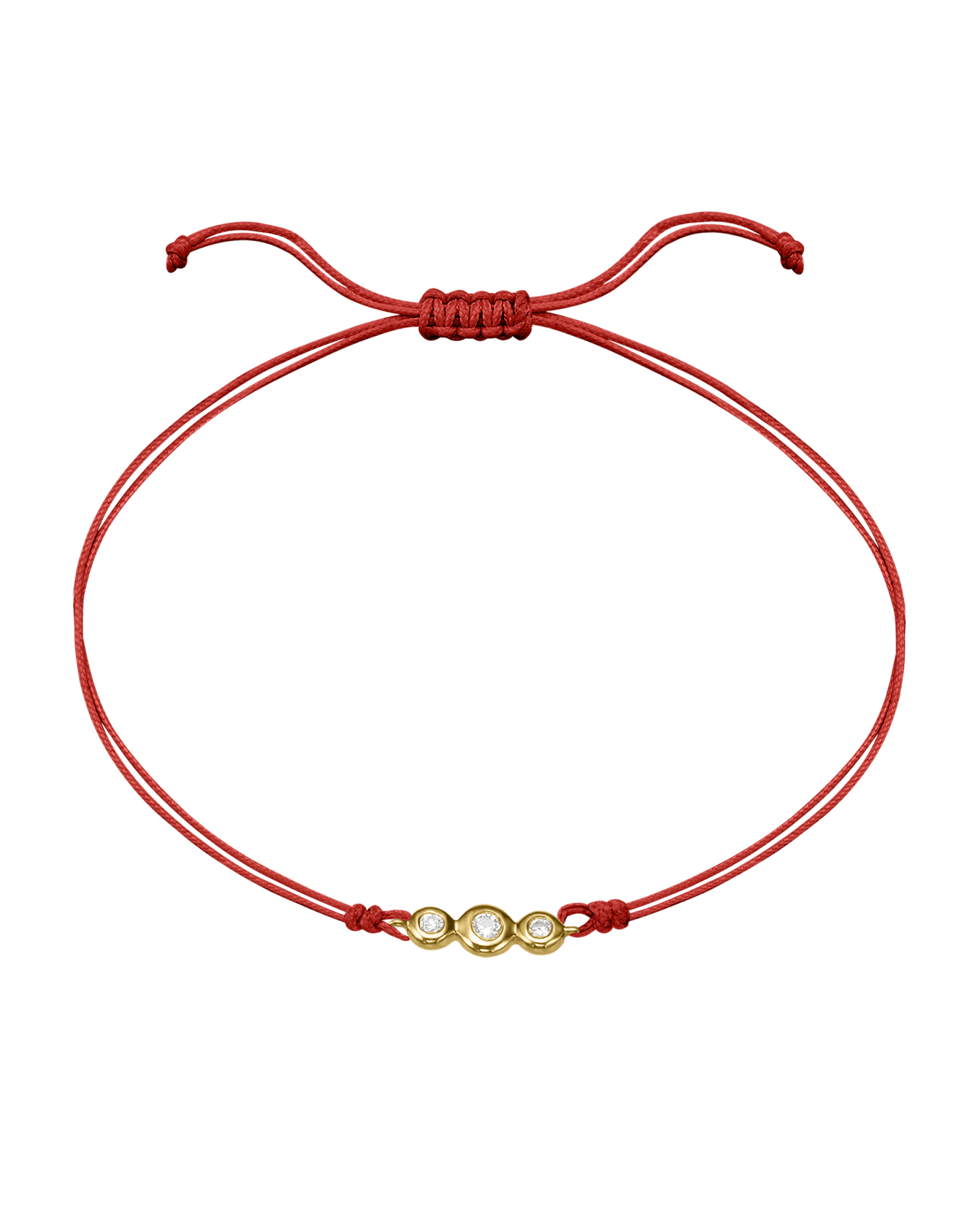 The Three of Us Diamond String of love - 14K Yellow Gold Bracelet 14K Solid Gold Red 