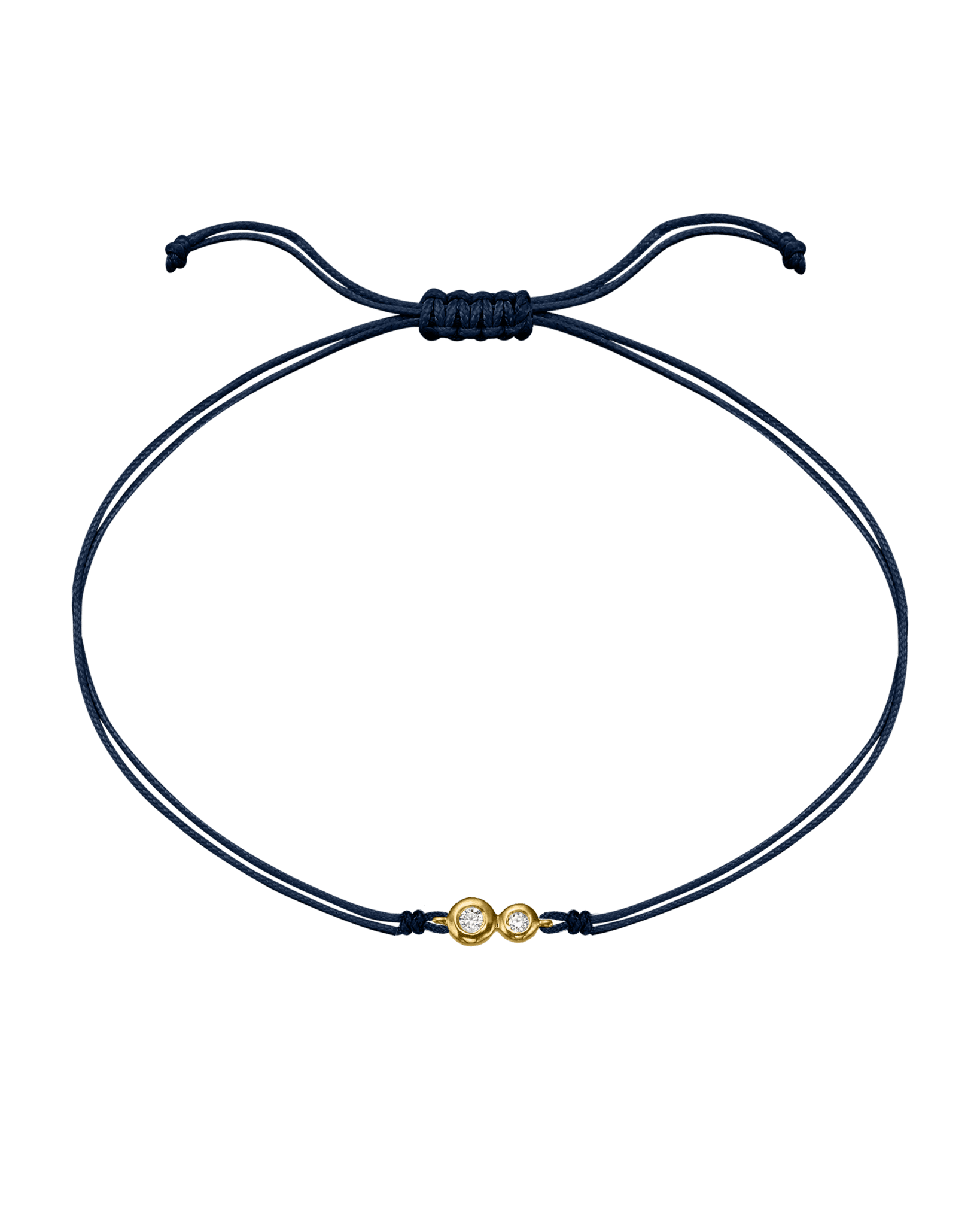 The Two of us Diamond String of love - 14K Yellow Gold Bracelet 14K Solid Gold Navy Blue 