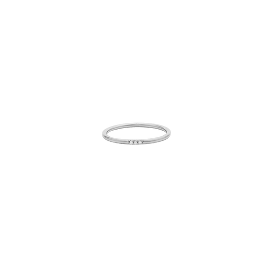 Three Diamonds Ring - 14K White Gold Rings 14K Solid Gold US 4 