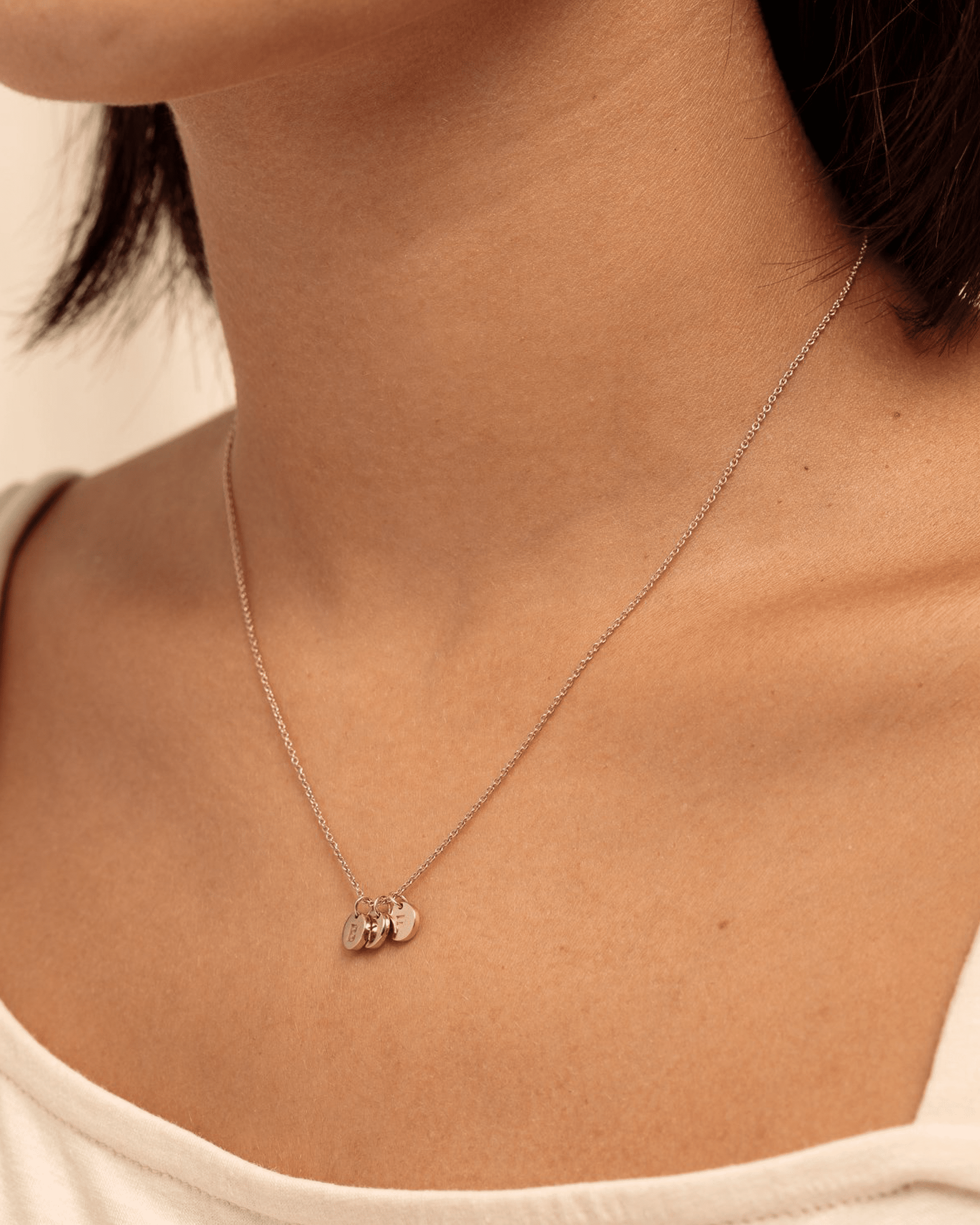 Tiny Initial Disc Necklace - 18K Rose Vermeil Necklaces magal-dev 