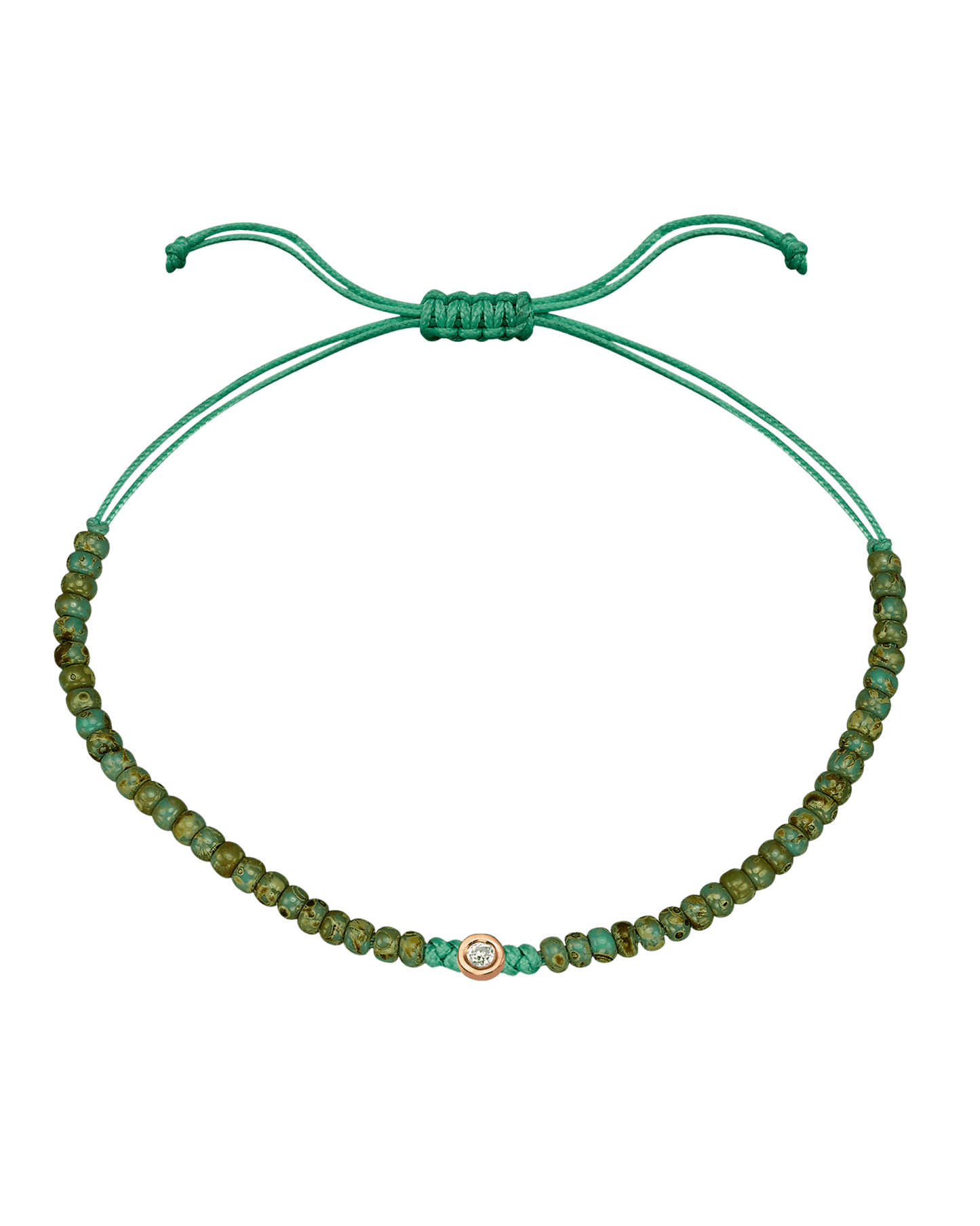 Turquoise Jasper String Of Love - 14K Rose Gold Bracelets magal-dev Small: 0.03ct 