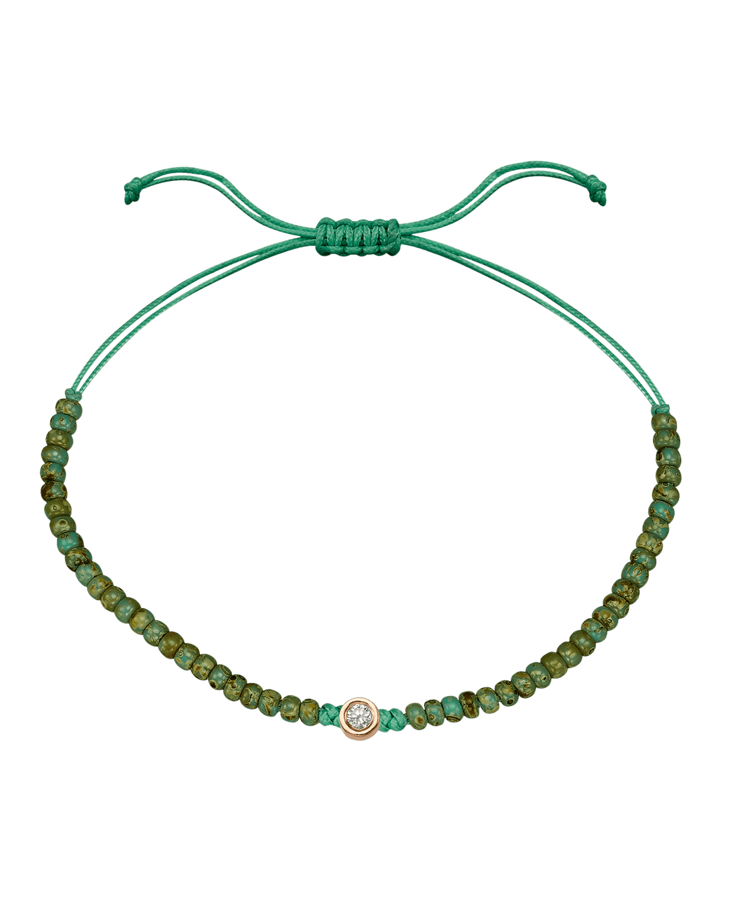 Turquoise Jasper String Of Love - 14K Rose Gold Bracelets magal-dev Medium: 0.04ct 