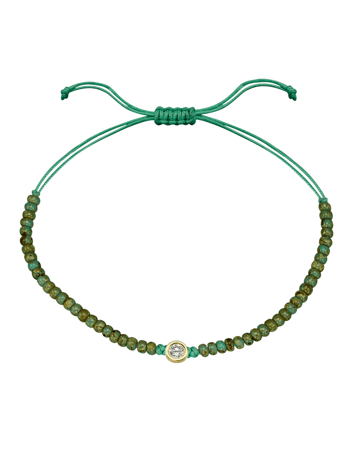 Turquoise Jasper String Of Love - 14K Yellow Gold Bracelets magal-dev Large: 0.1ct 