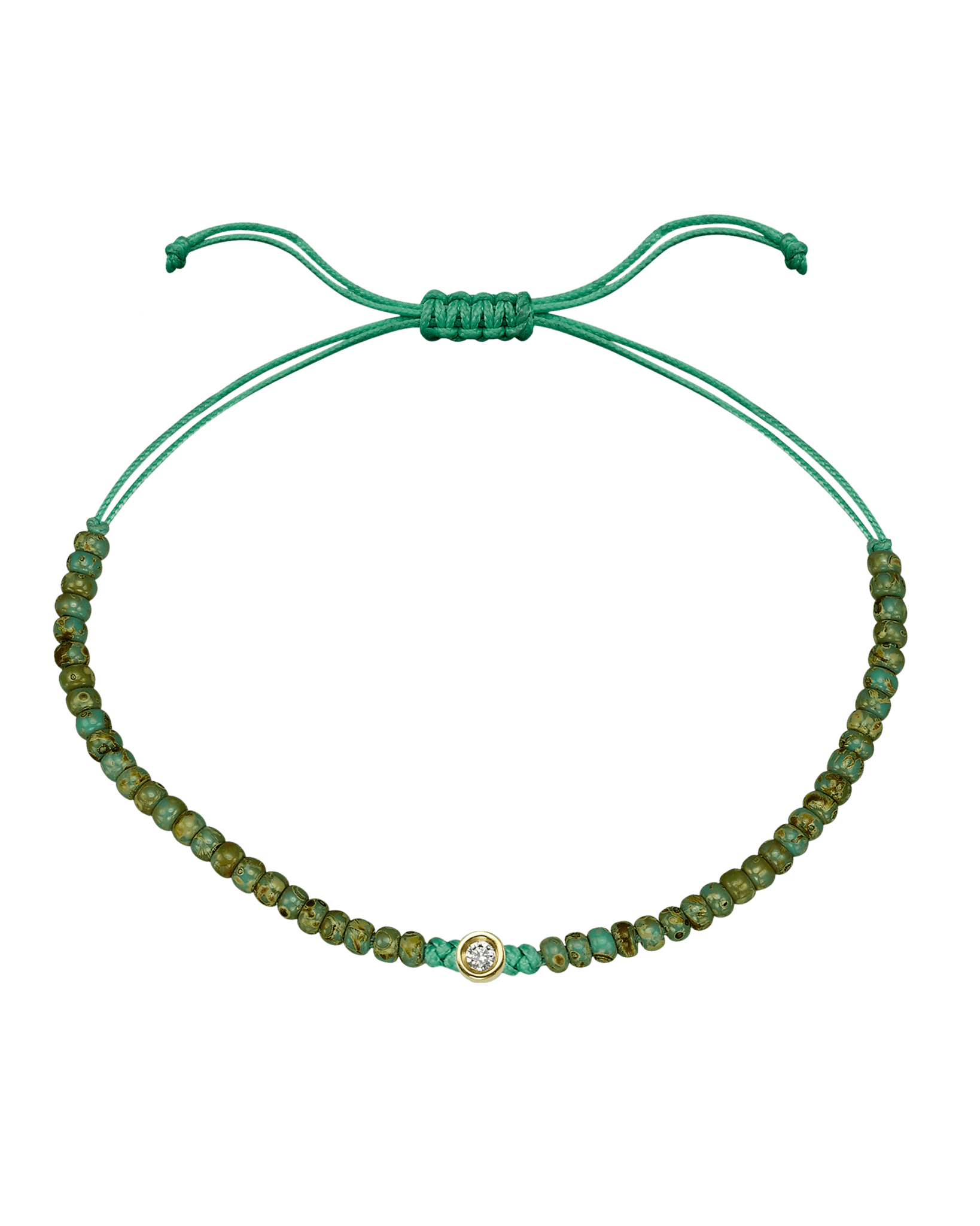 Turquoise Jasper String Of Love - 14K Yellow Gold Bracelets magal-dev Small: 0.03ct 