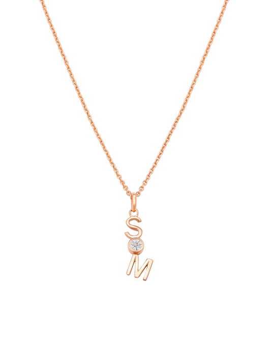 Verti Necklace - 18K Rose Vermeil Necklaces Gold Vermeil 1 Initial + 1 Diamond 14"-16" adjustable 