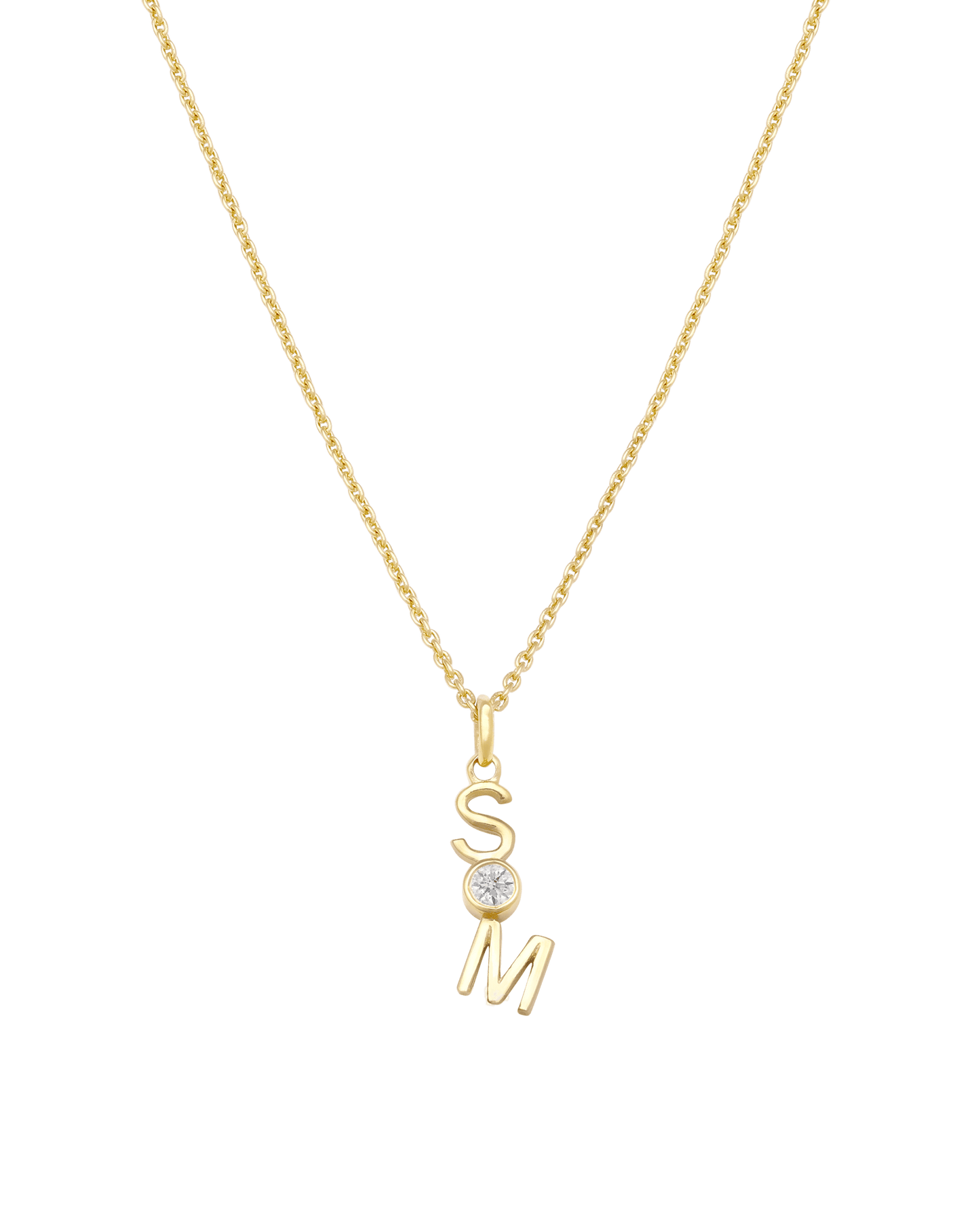 Verti Necklace - 18K Gold Vermeil Necklaces Gold Vermeil 1 Initial + 1 Diamond 14"-16" adjustable 