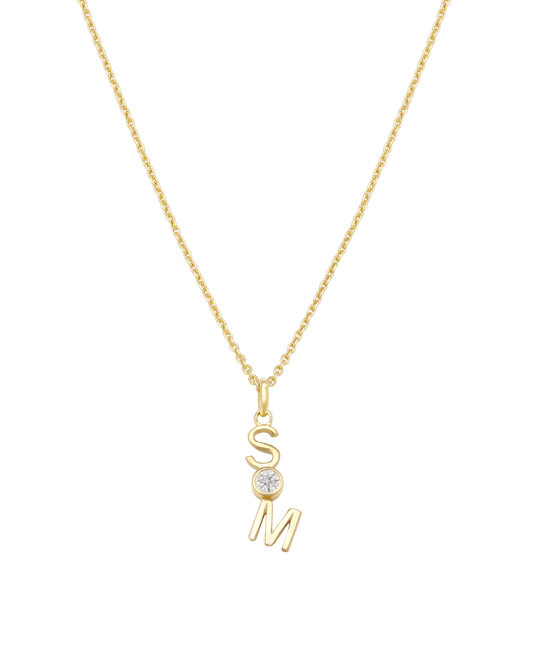 Verti Necklace - 18K Gold Vermeil Necklaces Gold Vermeil 1 Initial + 1 Diamond 14"-16" adjustable 