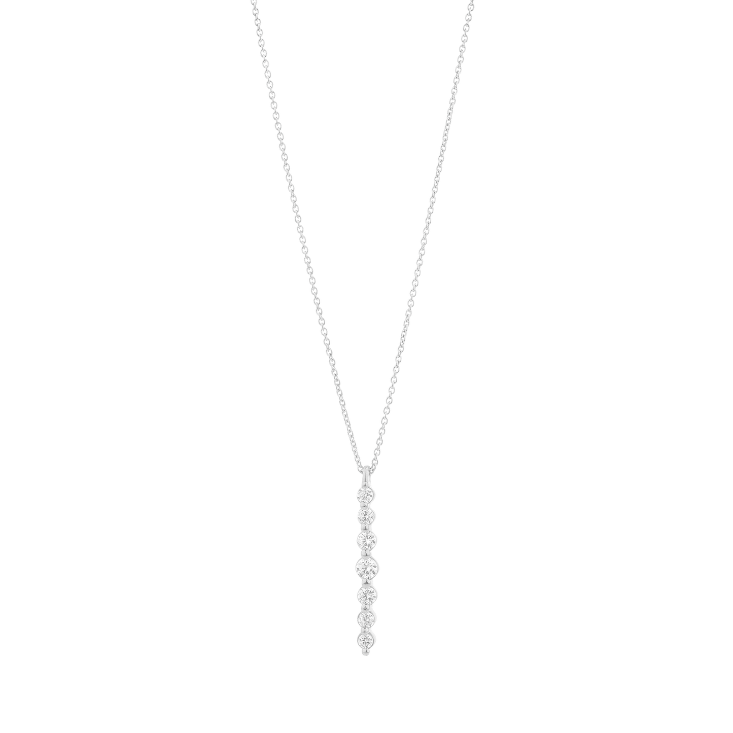 Vertical 7 Diamonds Bar Necklace - 14K Rose Gold Necklaces magal-dev 