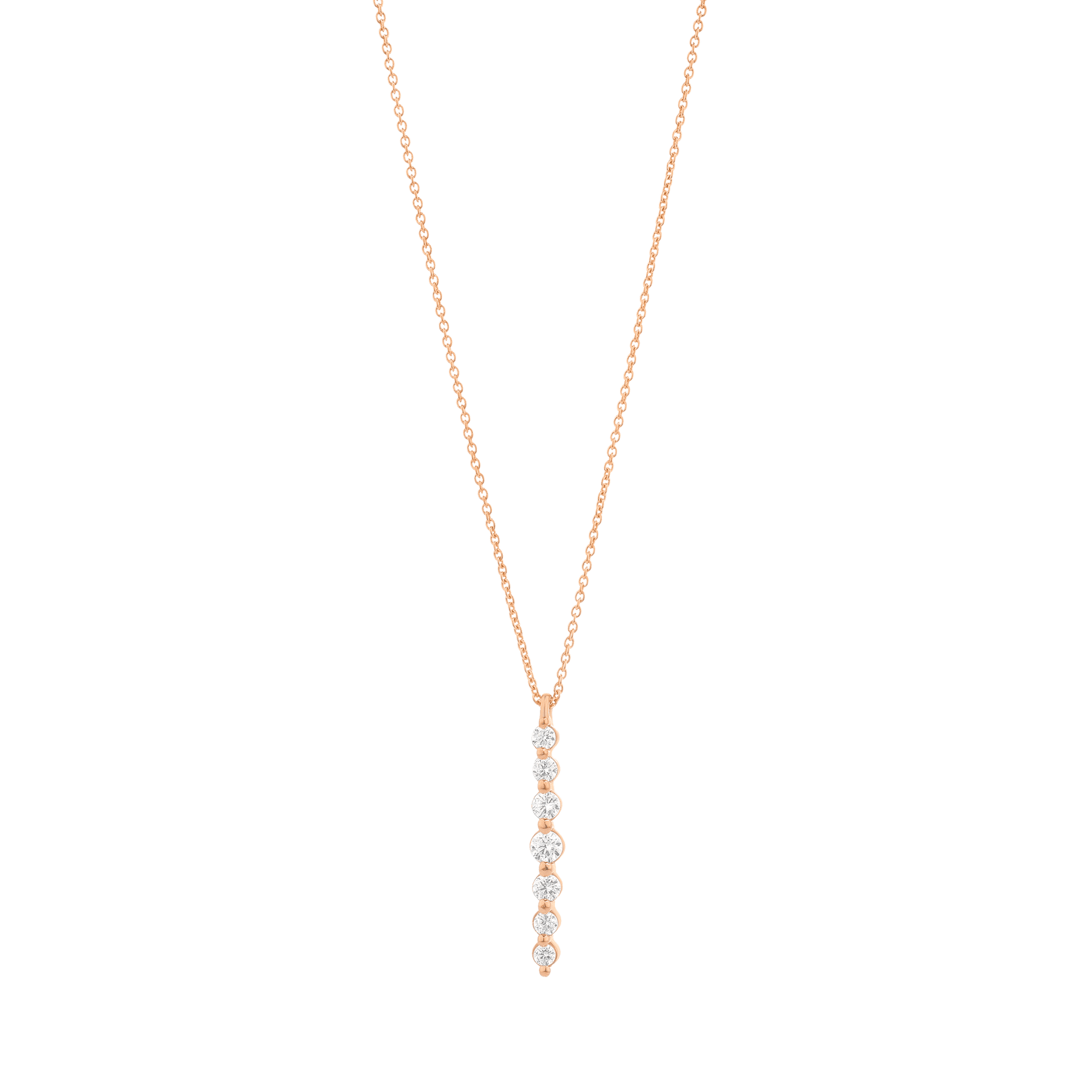 Vertical 7 Diamonds Bar Necklace - 14K White Gold Necklaces magal-dev 