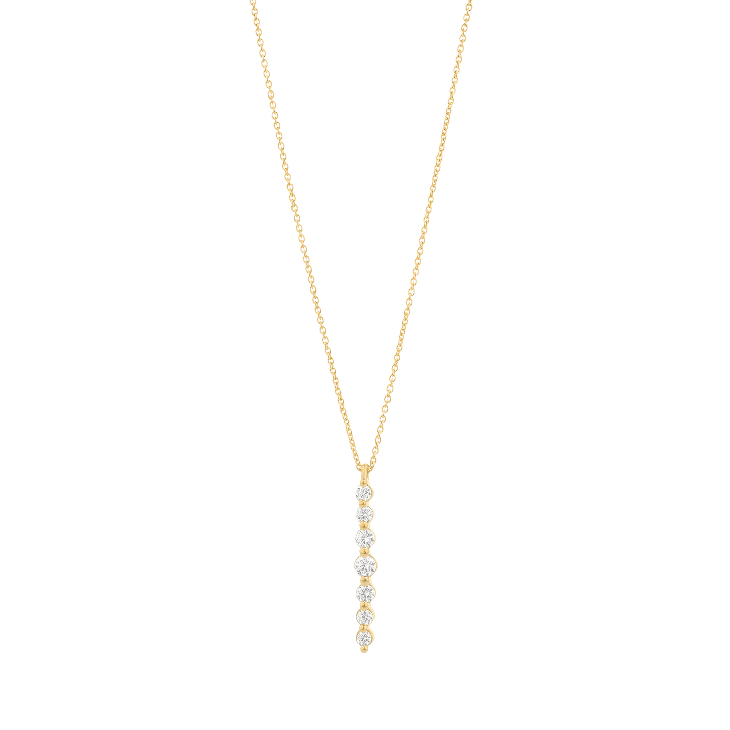 Vertical 7 Diamonds Bar Necklace - 14K White Gold Necklaces magal-dev 