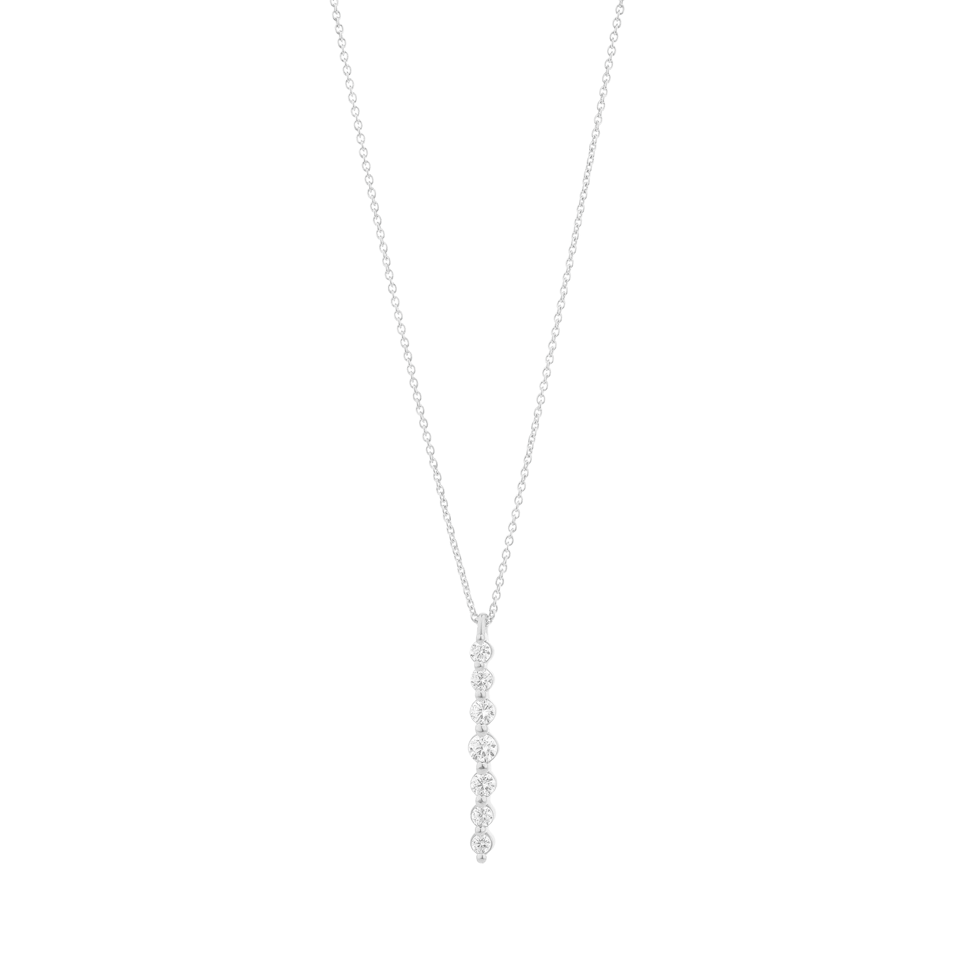 Vertical 7 Diamonds Bar Necklace - 14K Yellow Gold Necklaces magal-dev 